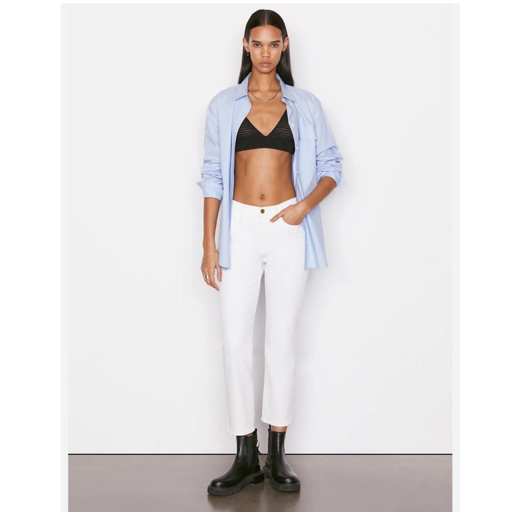 Frame Denim Le High Straight Ankle Jeans in Blanc